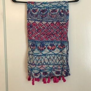 Lilly Pulitzer scarf with hot pink tassels